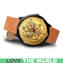 Load image into Gallery viewer, Finland Coin Leather-Steel Watch 04 E7 Mens 40Mm / Brown Watches
