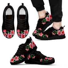 Load image into Gallery viewer, Hawaii Hibiscus Embroidery Sneaker F1 Mens Sneakers - Black 1 / Us5 (Eu38) Sneakers