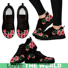 Load image into Gallery viewer, Hawaii Hibiscus Embroidery Sneaker F1 Mens Sneakers - Black 1 / Us5 (Eu38) Sneakers