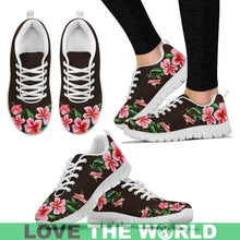 Load image into Gallery viewer, Hawaii Hibiscus Embroidery Sneaker F1 Mens Sneakers - Black 1 / Us5 (Eu38) Sneakers