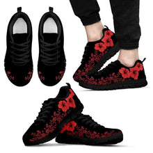 Load image into Gallery viewer, Hawaii Hibiscus Pattern-Red Sneakers Y3 Mens Sneakers - Black Black / Us5 (Eu38)