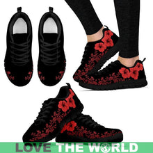 Load image into Gallery viewer, Hawaii Hibiscus Pattern-Red Sneakers Y3 Mens Sneakers - Black Black / Us5 (Eu38)