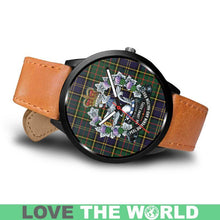 Load image into Gallery viewer, Macmillan Hunting Modern Tartan Lorne Scots Regiment Leather/steel WATCH - NN5 Mens 40Mm / Brown
