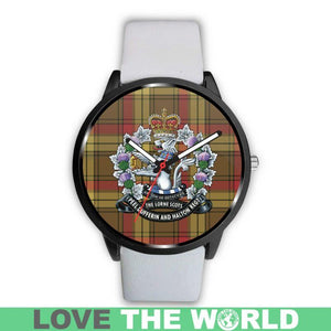 Macmillan Old Weathered Tartan Lorne Scots Regiment Leather/steel WATCH - NN5 Mens 40Mm / Brown