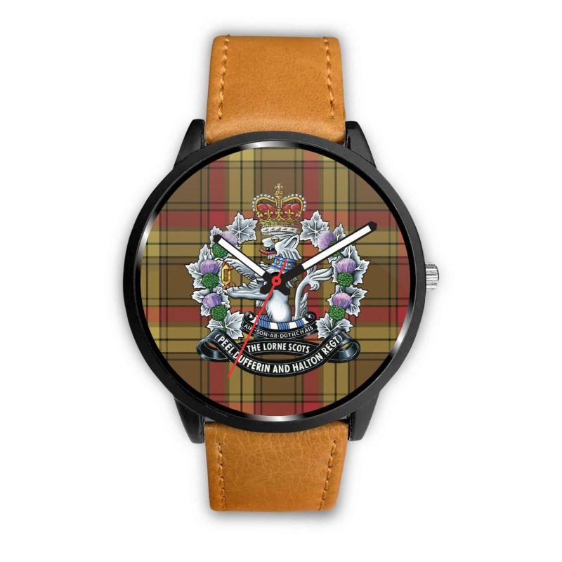 Macmillan Old Weathered Tartan Lorne Scots Regiment Leather/steel WATCH - NN5 Mens 40Mm / Brown