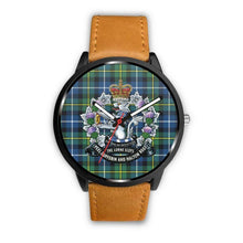 Load image into Gallery viewer, Macneill Of Barra Ancient Tartan Lorne Scots Regiment Leather/steel WATCH - NN5 Mens 40Mm / Brown