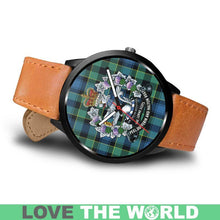 Load image into Gallery viewer, Mouat Tartan Lorne Scots Regiment Leather/steel WATCH - NN5 Mens 40Mm / Brown Leather-Steel Watches