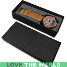 Load image into Gallery viewer, Munro Ancient Tartan Lorne Scots Regiment Leather/steel WATCH - NN5 Mens 40Mm / Brown Leather-Steel